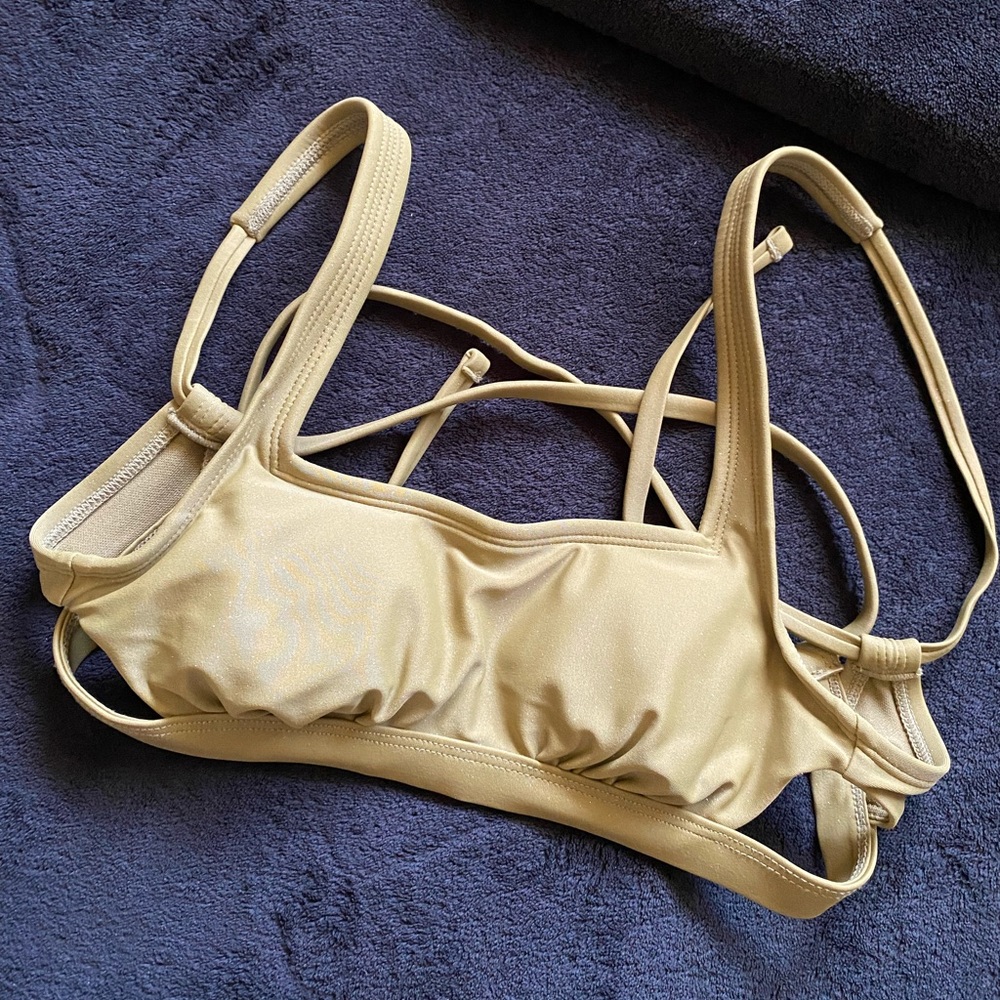 Sparkly olive green bikini top